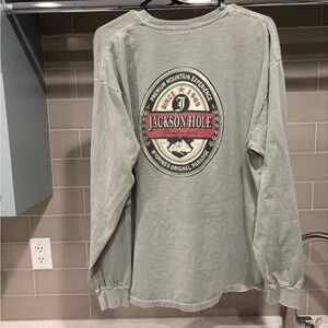Y2K Jackson Hole Wyoming Mountain Experience Long Sleeve Grey Tee Size XL